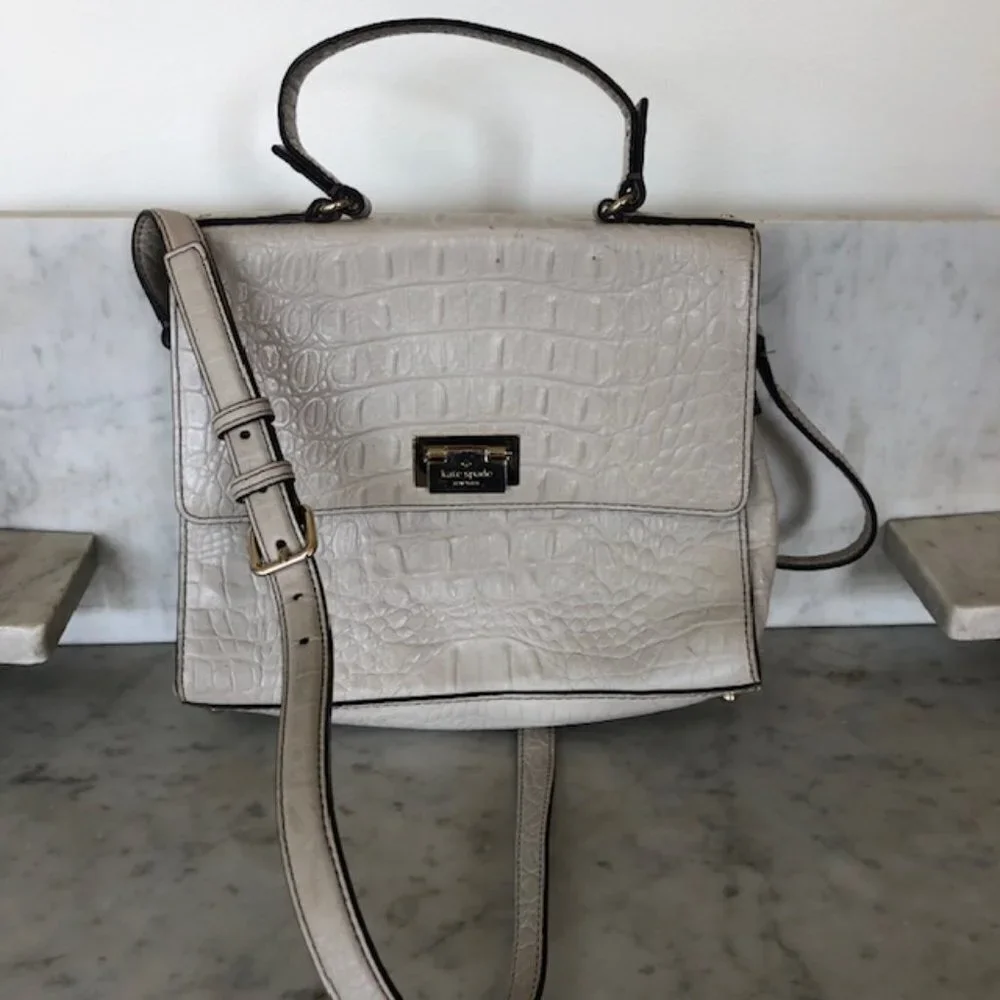 KATE SPADE Doris Orchard Valley Grey Leather Satchel/Shoulder Bag